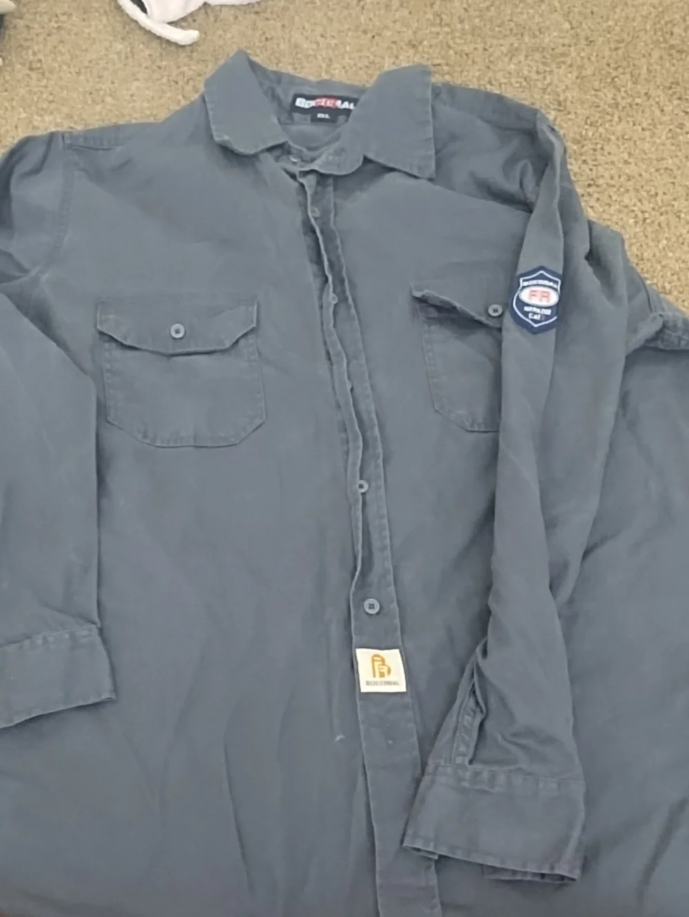 Fire Resistant Workwear Gray Button-Up Work Shirt